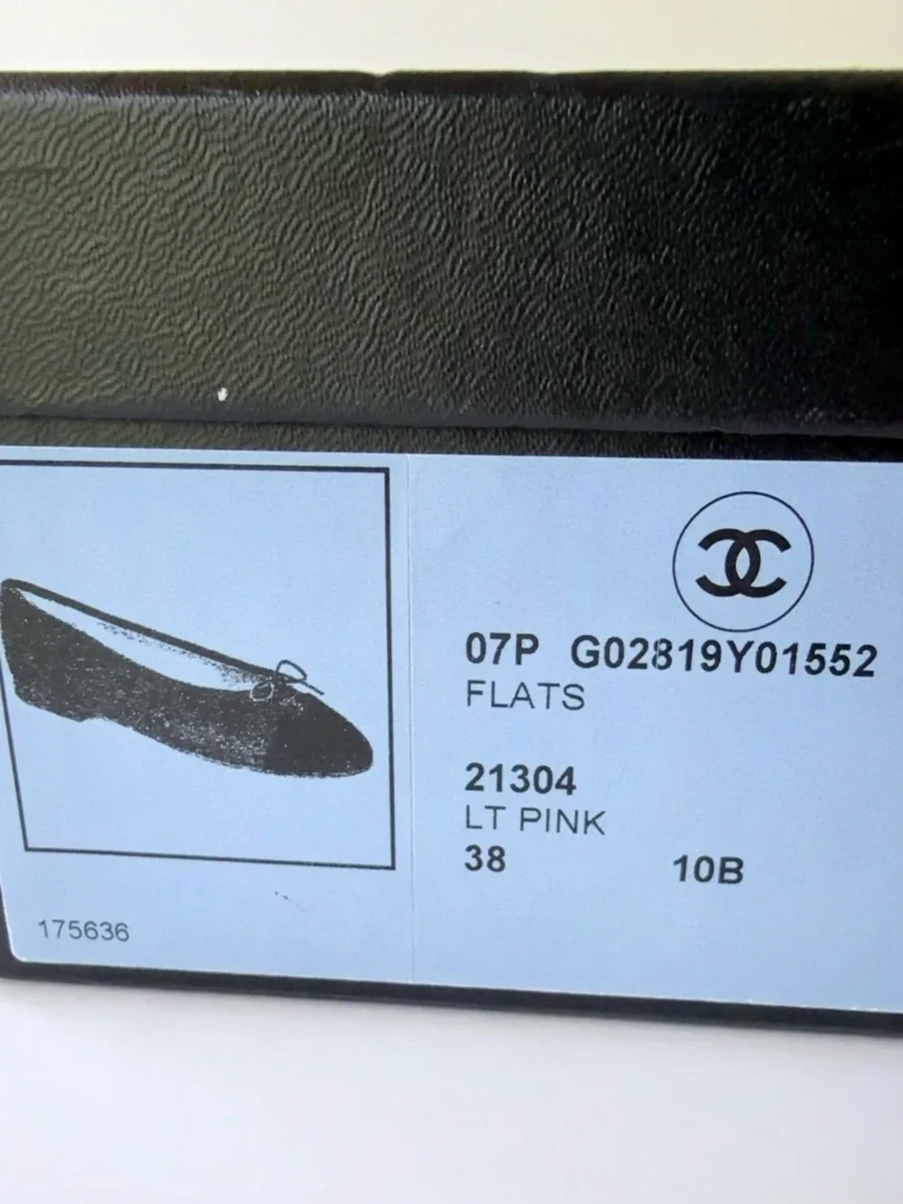 CHANEL Light Pink Leather Ballet Flats Patent CC Logo Cap Toe Size 38